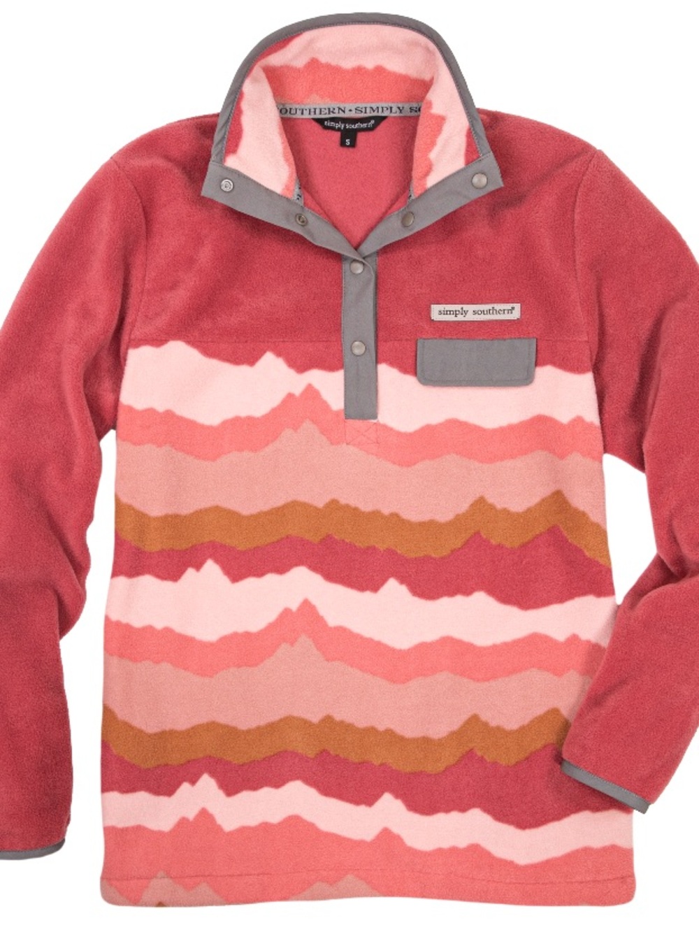 Girl’s Simply Southern Girls Coral & Pink Striped Fleece Pullover